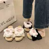 Lindas Pantuflas de Peluche de Conejo para Mujer, Otoño e Invierno, Suela Gruesa Antideslizante, para Exteriores, Slip-On, Pantuflas Cálidas de Algodón, Modelo Nuevo