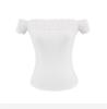 25 Nova Verão Quente Menina Gola Ombro a Ombro Manga Curta Camiseta Feminina Estilo Puro Desejo Renda Emenda Blusa de Base