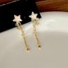 Elegantes pendientes de borla de circonita con estrella de cinco puntas suaves y de moda, de gran sentido, nuevos y versátiles, de nicho exquisito.