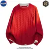 Marca Nasa Malha de Alta Qualidade Falsa Duas Peças Gola Redonda Masculina Inverno Veludo Espessado Camada Base Quente