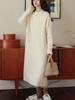 Vestido Tricotado Torcido Estilo Novo Retrô Francês para Mulheres no Outono e Inverno com Saia Suéter Cinza Tipo Casaco