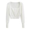 Otoño e invierno Nuevo suéter de punto con cuello cuadrado de botones para mujer europeo y americano W22056