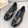 Novo Estilo Lavado Vintage Artesanal Estilo Britânico Couro de Cavalo Mocassins Slip-on Business Casual Versátil Sapatos de Couro para Vestir