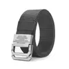 Cinturón Casual de Lona para Hombre Hebilla Metálica de Doble Anillo Cinturón Juvenil Ropa de Trabajo Entrenamiento Militar Cinturón para Jeans Listo para Enviar