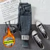 Pantalones vaqueros forrados de forro polar para mujer, cintura alta, elásticos, nuevos, engrosados, cálidos, ajustados, adelgazantes, ajustados, versátiles, tipo lápiz, pantalones de lápiz