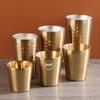 Copo Coreano de Aço Inoxidável com Diamante, Camada Dupla Anti-Escaldante, para Churrasco ao Ar Livre, Café, Copo Dourado, Copo de Piquenique, Camada Dupla, Atacado