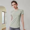 Camiseta Esportiva de Secagem Rápida Manga Curta Feminina Verão Fina Roupas de Yoga Modelagem Justa Emagrecedora Corrida Costura em Malha Top Fitness