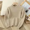 Suéter de Lã Infantil Fio Duplo Engrossado Meninos e Meninas Outono e Inverno Camada Interna Quente Top Bebê Confortável Suéter de Gola Redonda Roupa Infantil