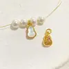Accesorios de alta retención de color en oro de 14 quilates con fina artesanía, con ámbar, perla, colgante de calabaza de concha blanca, cuentas espaciadoras, accesorios de cuentas de cristal para DIY