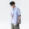 Camisa a Rayas de Manga Corta Estilo Japonés Dopamine para Hombre 2026 Primavera Nueva Tendencia Versátil Holgada Casual Camisa Chaqueta