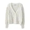 Nuevo Cárdigan de Punto con Lunares Off-White Transfronterizo 2026 para Mujer, Estilo Corto Holgado con Botones, Trenzado Tridimensional, Estilo Perezoso