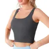 Camiseta de yoga sin mangas adelgazante con cuello cuadrado para mujer con almohadillas en el pecho, agradable para la piel, sujetador deportivo con sensación de segunda piel, se puede usar como prenda exterior, top deportivo de espalda cruzada