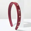 Diadema He Ming Serie de Colores Retro Maillard Europeo y Americano Diadema Fina con Tachuelas de Cuero PU Accesorio para el Cabello de Lujo Ligero de Alta Gama para Mujer