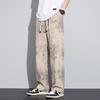 Pantalones Casuales Sucios de Seda de Hielo para Hombre Verano Delgados Sueltos Rectos Estilo Americano Marca de Moda Dummy Pierna Ancha Deportivos Largos