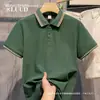 Camisa Polo de Color Sólido Fina de Verano Camiseta de Manga Corta para Hombre Corte Ajustado Top Fresco de Seda de Hielo Camisa Básica