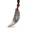 Collar de plata de ley 999 con colgante de diente de lobo para hombre y mujer, joyería de plata retro con personalidad femenina, colgante portátil sencillo y moderno para niños.