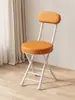 Taburete Plegable con Respaldo, Silla con Cojín Suave, Silla Sencilla para el Hogar, Silla Plegable para Dormitorio, Taburete Pequeño para Balcón, Taburete Redondo Portátil