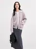 Suéter Jacket de Punto Cardigan con Cremallera y Solapa, Color Contrastante, Imitación Piel de Visón, Transfronterizo Europeo y Americano para Mujer, Nuevo, Holgado, Otoño e Invierno