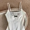 Corsé de alta gama estilo francés con lazo y ribete de encaje para mujer, diseño ajustado con cordones, dulce y elegante