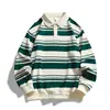 2026 Marca Trendy Transversal Americana Retro Y2K Nueva Moda Estampado 3D Manga Larga Camisa POLO Sudadera Tendencia Callejera
