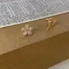 Brincos de Flor com Diamantes Inteiros, Presilhas de Orelha Tipo Espiral para Mulheres, Novo Estilo 2025, Luxo Acessível, High-End, Brincos Doces e Femininos para a Primavera