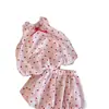 2026 Conjunto de Niña Rosa de Lunares con Volantes Sin Mangas Pantalón Tulipán Dos Piezas Verano Absolutamente Hermoso Conjunto Pequeño Delgado