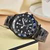 2025 Laojia Gmt Reloj de Cuarzo para Hombre Anillo de Cerámica Moda Masculina Tendencia Correa de Acero Luminoso Water Ghost Reloj Impermeable