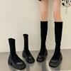 Botas Martin de Suela Gruesa Aumentada para Mujer Primavera y Otoño 2023 Nueva Moda Combinación Versátil Botas de Caña Ins Botas Delgadas Botas Elásticas