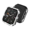 Funda galvanizada de una sola fila con incrustaciones de diamantes para Apple Watch Series 10, funda protectora integrada de un solo diamante