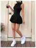 Venta al por mayor transfronteriza europea y americana: nuevos vestidos de moda de otoño sin mangas, faldas abullonadas, diseños de espalda acanalada y vestidos cortos sexys