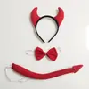 Diadema de Cuernos de Diablo para Halloween Nueva Moda Transfronteriza Set de Tres Piezas de Disfraz para Fiesta de Festival de Niñas Diadema de Orejas de Vaca