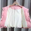 M260 Roupa Externa de Algodão com Coração para Meninas Novo Estilo Acolchoada com Lã Espessada Estilo Estrangeiro Roupa Externa de Algodão para Bebê Roupa Externa Quente de Inverno para Crianças