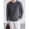 Suéter de punto de manga larga con cuello en V tipo Henry para hombre, estilo old money, de negocios, color liso, capa base, primavera y otoño, venta al por mayor de fábrica transfronteriza