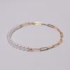 Pulseira 14K ouro pérola de água doce forte e leve, não desbota, estilo ins, pulseira doce, design simples, presente para mulheres