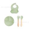Conjunto de Quatro Peças de Talheres de Alimentação de Silicone Mais Vendido na Amazon Resistente a Altas Temperaturas Terno de Alimentação de Silicone para Crianças