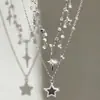Colar de Borla Estrela de Cinco Pontas Transfronteiriço Conjunto de 2 Peças Estilo Camadas Duplas Simples Acessível Colar de Luxo
