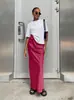 Ropa Europea y Americana para Mujer Primavera y Verano Elegante Dama Alta Gama Satín Imitación Seda Multicolor Venta al por Mayor Falda Falda Larga