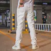 2026 Verão Transfronteiriço Masculino Roupa Retro Calça Branca com Contraste de Cor Moda Versátil Jeans High Street Em Estoque Tendência