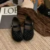 Zapatos Mary Jane retro de lunares franceses para mujer con plataforma interior, moño, correa única, suela suave, planos versátiles