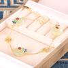 Pulseira de Moeda Xiangyun Azul Queimado em Prata de Lei S925 Yuexin Feminina Estilo Étnico Fivela Ping An Clássica Pulseira de Esmalte Jade Hetian