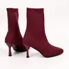 Botas calcetín de punto elástico con tacón alto de talla grande para comercio exterior transfronterizo para mujer, nueva moda otoño e invierno 2026, tacón delgado versátil, botas ajustadas