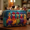 Bolso acolchado con patrón de pollito lindo transfronterizo, bolsa de cosméticos multifuncional, impresión digital, directo del fabricante