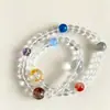 Pulsera de cristal con múltiples cuentas, cristal natural, piedra lunar gris, cristal de rutilo, pulsera y collar de múltiples vueltas para mujer, doble uso, sensación de alta gama