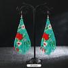 Aretes Largos de Borlas de Cuentas de Arroz Hechos a Mano Populares Europeos y Americanos Bohemia Retro Personalidad Nicho Elegantes Aretes para Vacaciones