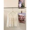 Ruoxin 26 Nueva Colección de Principios de Otoño: Blusa de Gasa con Volantes, Cuello en V y Lazos, Estética Nebulosa