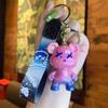 Cool gradiente graffiti urso chaveiro dos desenhos animados urso casal carro chaveiro enfeites criativo pequeno presente atacado