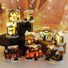 Decorações de Natal Novas Transfronteiriças Casa Pequena de Resina Casa de Micro Paisagem Árvore de Natal Criativa Brilhante