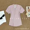 Tienda Exclusiva Lulu Bling Mismo Estilo Camisa Henley de Manga Corta Ajustada para Mujer Camiseta de Yoga Adelgazante de Modal