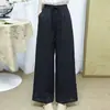 Pantalones Anchos de Algodón y Lino Simples y Artísticos de Verano 2026 para Mujer, Corte Holgado, Patchwork Bordado, Pantalones Largos Casuales de Lino para Mujer