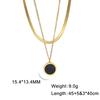 Collar de acero inoxidable y titanio con colgante de anillo de corazón negro, cadena doble, estilo explosiones transfronterizas, combinable con todo, para niñas.